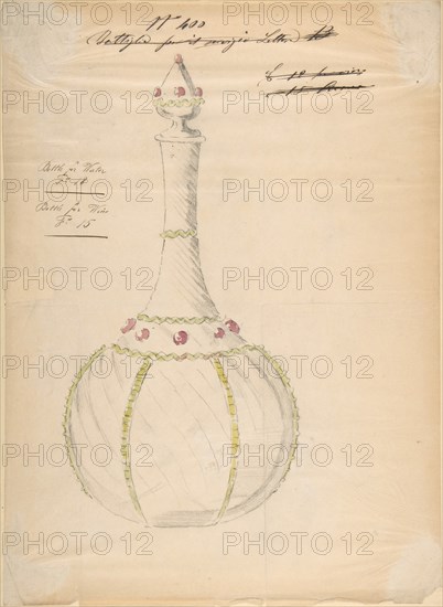 One of Twenty-Three Sheets of Drawings of Glassware (Mirrors, Chandeliers, Goblets, etc.), 1850-80.