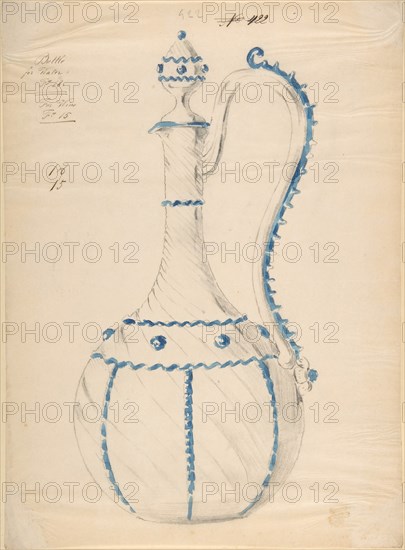 One of Twenty-Three Sheets of Drawings of Glassware (Mirrors, Chandeliers, Goblets, etc.), 1850-80.