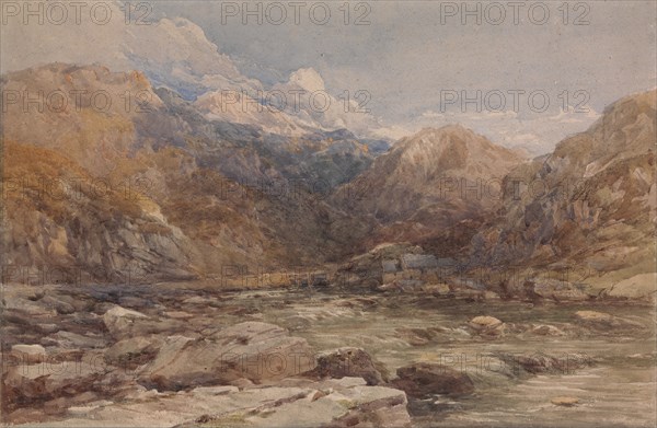 River Landscape in Wales, ca. 1850.