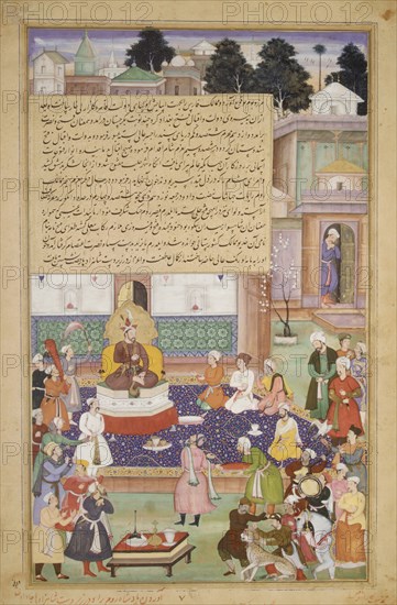 Sultan Bayazid before Timur, Folio from an Akbarnama (History of Akbar), ca. 1600.