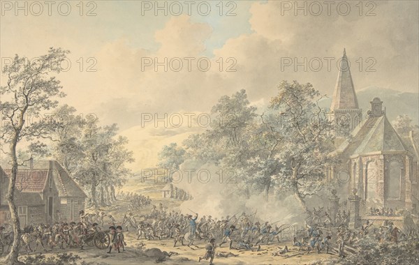 Battle Scene with Church at right, ca. 1790-1800.