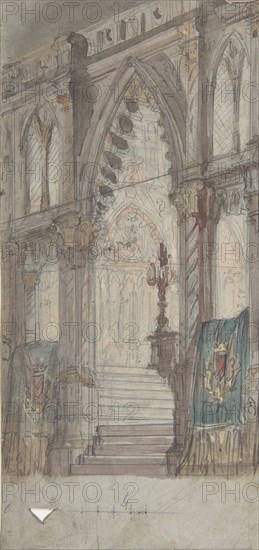 Design for a Stage Set at the Opéra, Paris: Church Interior, 1830-90.