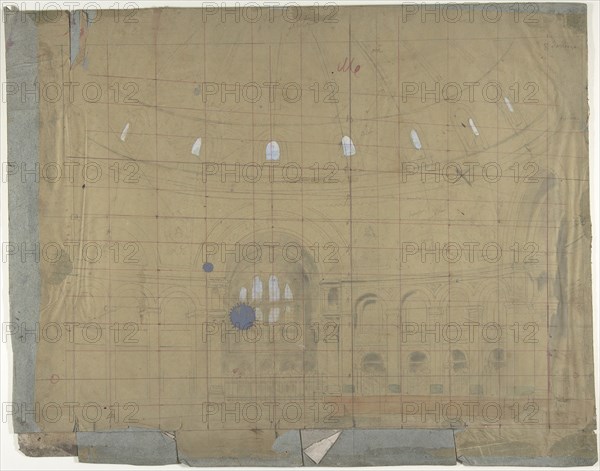 Design for a Stage Set at the Opéra, Paris: Church Interior, 1830-90.