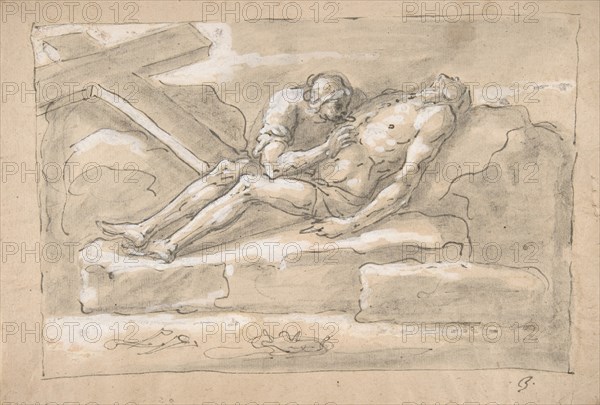 The Dead Christ Mourned by the Magdalen Who Venerates His Side Wound., 1787-1863.
