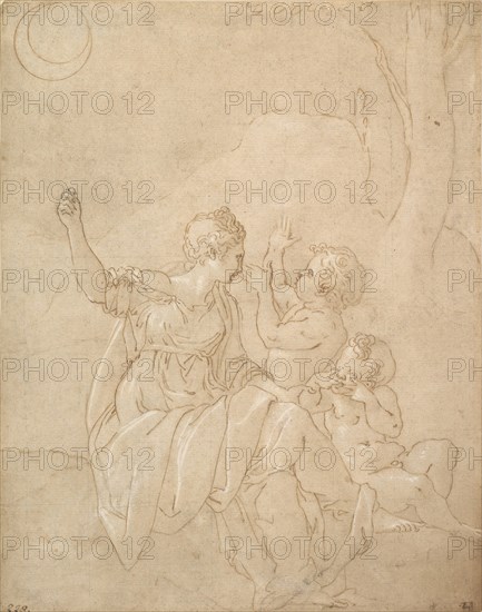 Classical Female Figure (Diana or Venus) with Two Infants, ca. 1539-42.