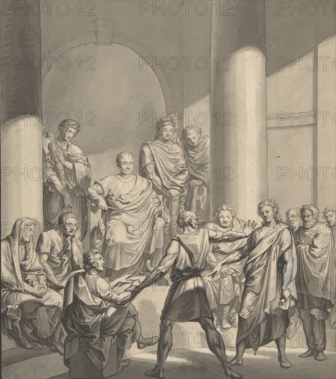 Assembly of Roman Figures, from Regulus, a play by Collin, 19th century.