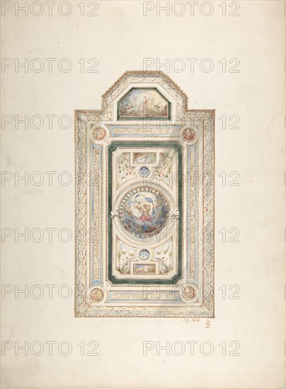Inscribed drawing with monogram of Sang, of a ceiling design, July 1868, 1868.