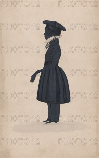Silhouette of an unknown young boy, full length to the left, 1827-44.