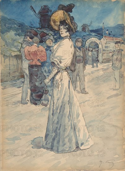 A Parisienne Outside the Moulin de la Galette, ca. 1880-1907.