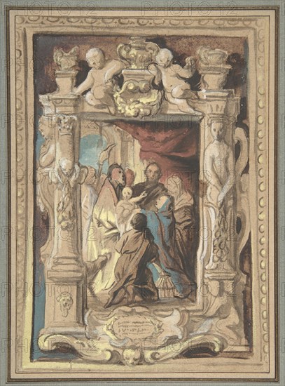 The Presentation in the Temple, with a Design for a Sculpted Frame, ca. 1630-1635.