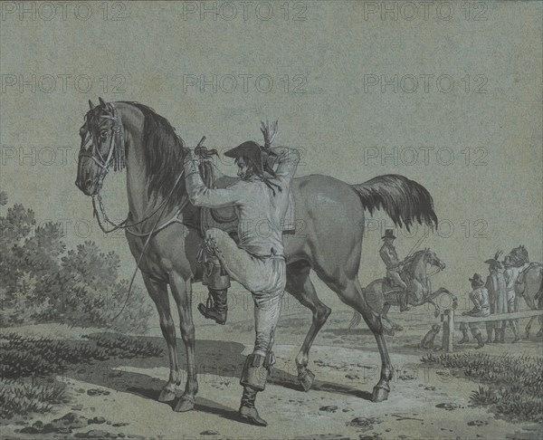 Man Mounting a Horse, .