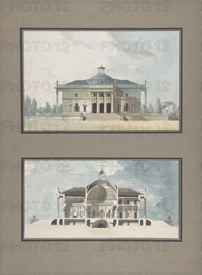 Project for a "Maison de plaisance pour un grand seigneur", Elevation and Section, ca. 1783.