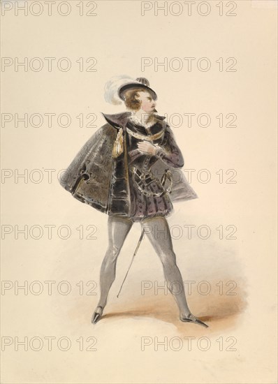 Costume Study for Belmonte in the "Abduction from the Seraglio" by W.A. Mozart, ca. 1830-50.