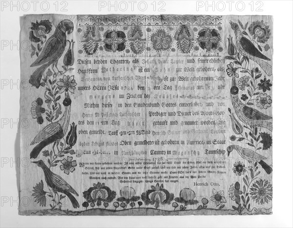 Birth and baptismal certificate, 1786.