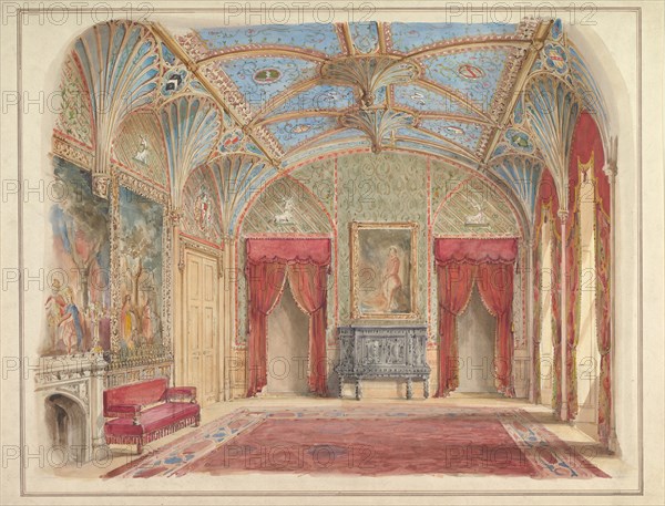 Design for the Decoration of the Drawing Room at Eastnor Castle, Hertfordshire, ca. 1850.