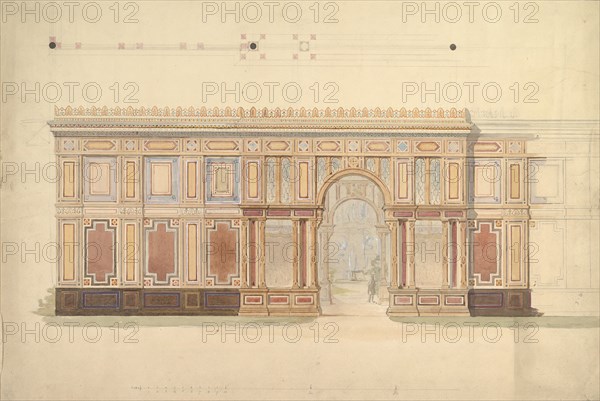 Elevation and Cross-Section of of Gallery Wall, 19th century.