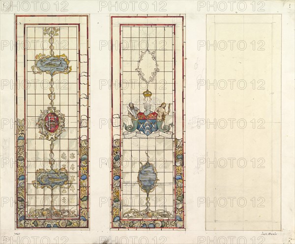 Design of Marine Motifs for Stained Glass, 19th century.