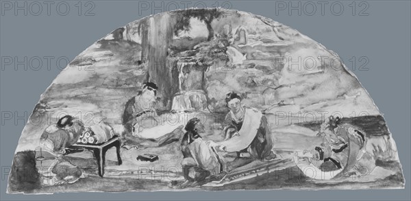 The Recording of Precedents: Confucius and His Pupils Collate and Transcribe Documents in Their Favorite Grove; colour Study for Mural, Supreme Court Room, Minnesota State Capitol, Saint Paul, 1903.