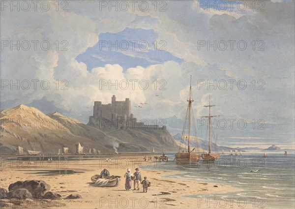 Bamborough Castle from the Northeast, with Holy Island in the Distance, Northumberland, 1827.