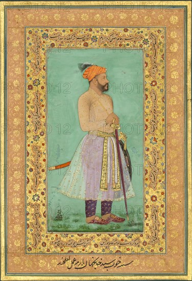 Portrait of Sayyid Abu'l Muzaffar Khan, Khan Jahan Barha, Folio from the Shah Jahan Album, recto: ca. 1630; verso: ca.1530-50.