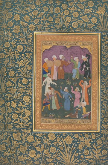 Dancing Dervishes, Folio from the Shah Jahan Album, recto: ca. 1610; verso: ca. 1530-50.