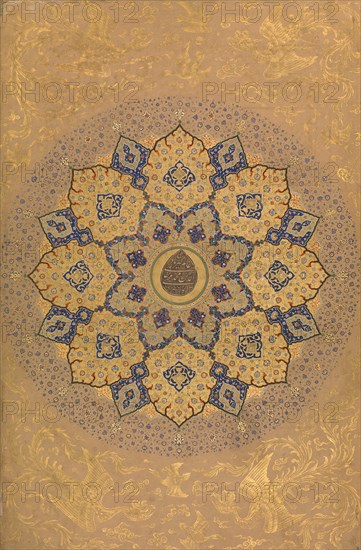 Rosette Bearing the Name and Title of Emperor Aurangzeb (Recto), from the Shah Jahan Album, recto: ca. 1658; verso: ca. 1630-40.