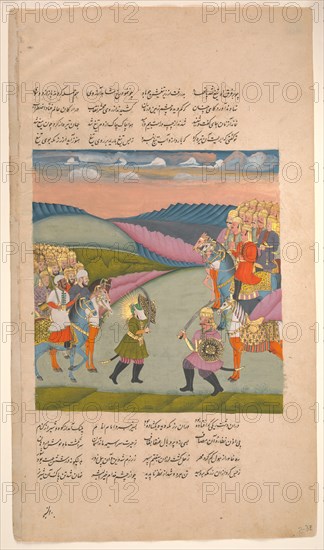 Ali and Omar on the Battlefield, Folio from a Hamla-yi Haidari, ca. 1820.