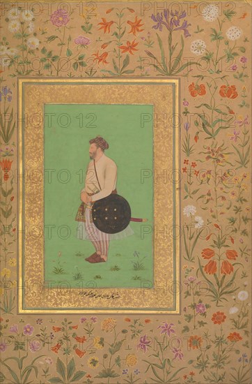 Portrait of Khan Dauran Bahadur Nusrat Jang, Folio from the Shah Jahan Album, verso: ca. 1640; recto: 1530-50.