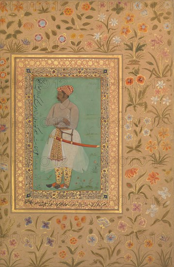 Portrait of Maharaja Bhim Kanwar, Folio from the Shah Jahan Album, verso: ca. 1615-29; recto: ca. 1540.