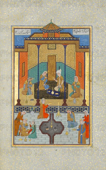 Bahram Gur in the Sandal Palace on Thursday, Folio 230 from a Khamsa (Quintet) of Nizami, A.H. 931/A.D. 1524-25.