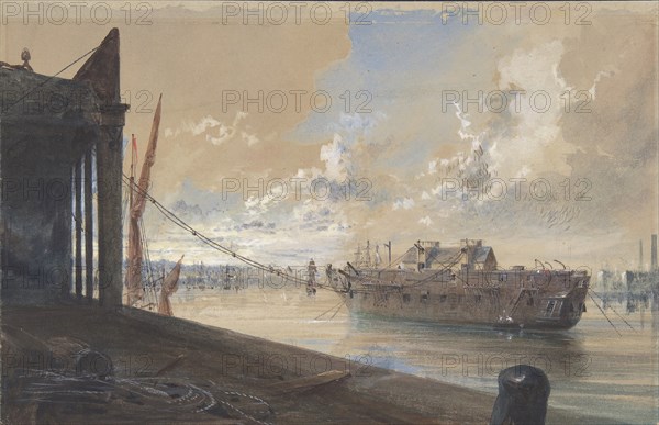 The Cable Passed From the Works into the Hulk (the Old Frigate Iris) Lying in the Thames at Greenwich, 1865-66.