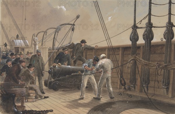 Splicing the Cable (after the First Accident) on Board the Great Eastern, July 25th, 1865, 1865-66.