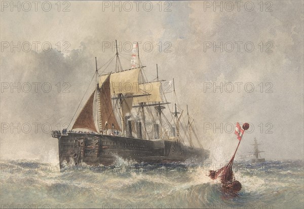 Launching the Buoy from the Bow of the Great Eastern on August 8th, 1865, 1865-66.