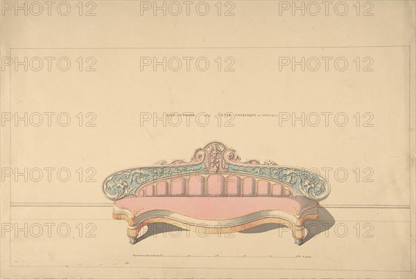 Design for Side Ottoman, Later Arabesque or Morisco Style, 1835-1900.