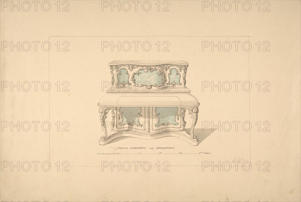 Design for Piccolo Pianoforte, Louis Quatorze Style, 1835-1900.