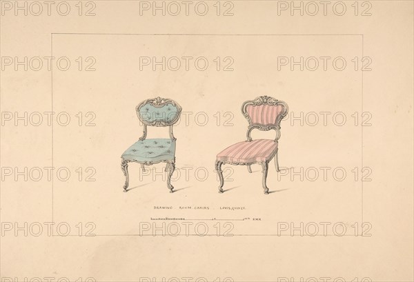Design for Drawing Room Chairs, Louis Quinze Style, 1835-1900.