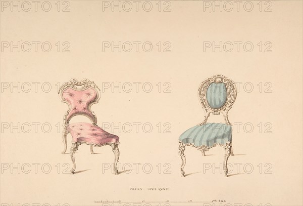 Design for Chairs, Louis Quinze Style, 1835-1900.