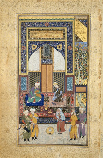 Interior Reception, Folio 36r from a Bustan of Sa'di, ca. 1525-35.