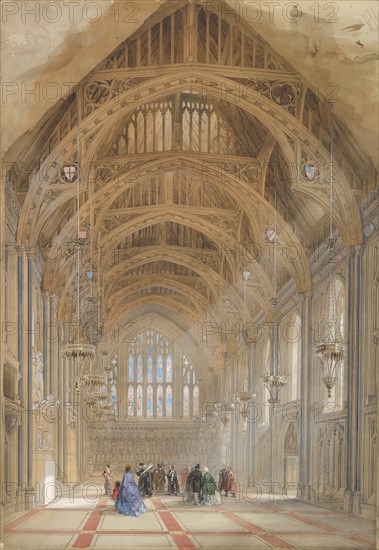 Guildhall, London: The Great Hall, Facing East, ca. 1864.