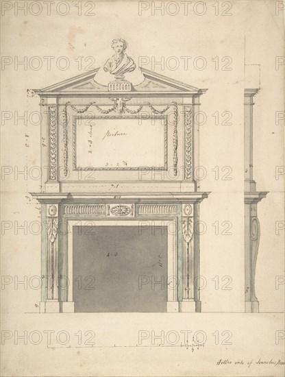 Design for a Chimney-piece, for Thomas Hollis of Lincoln's Inn, London, after 1754.