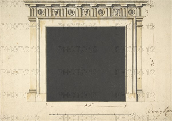 Design for a Chimneypiece with a Classical Cornice, for Ampthill Park, Bedfordshire, Dining Room, ca. 1769.