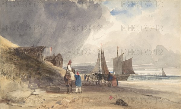 Figures on a Beach, Northern France, 1830.