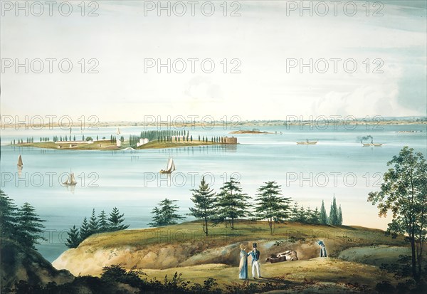 The Bay of New York and Governors Island Taken from Brooklyn Heights, 1820-25.