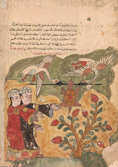 The Flight of the Tortoise, Folio from a Kalila wa Dimna, 18th century.