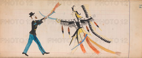 Maffet Ledger: Indian chief and soldier, ca. 1874-81.