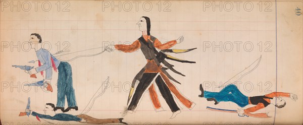 Maffet Ledger: Indian and three white men, ca. 1874-81.