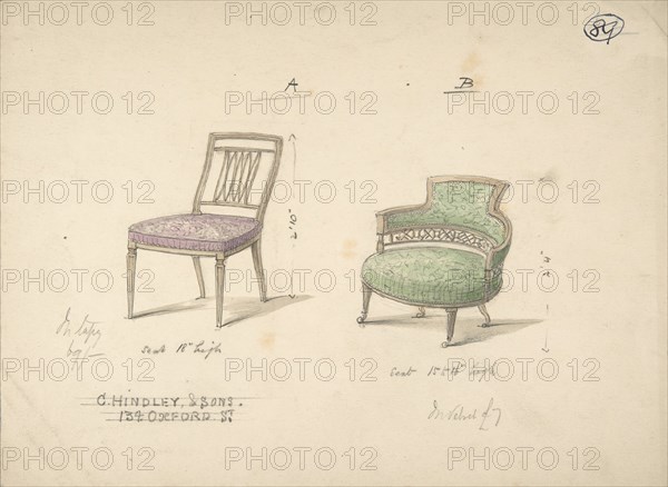 Designs for Two Chairs, 1841-84.