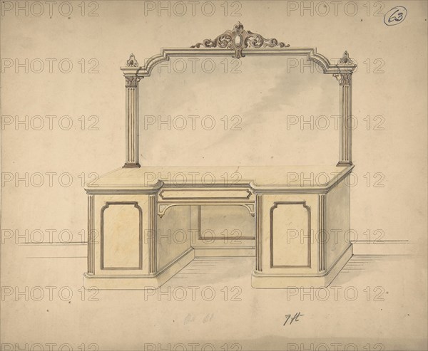 Design for a Desk with Mirror, 1841-84.