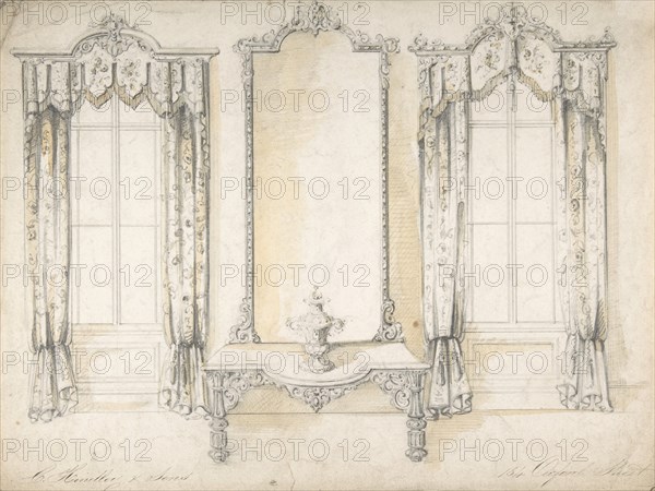Design for Mirror, Table and Curtains, 1841-84.