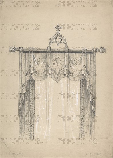 Design for Gothic Curtains and Curtain Rod, 1841-84.